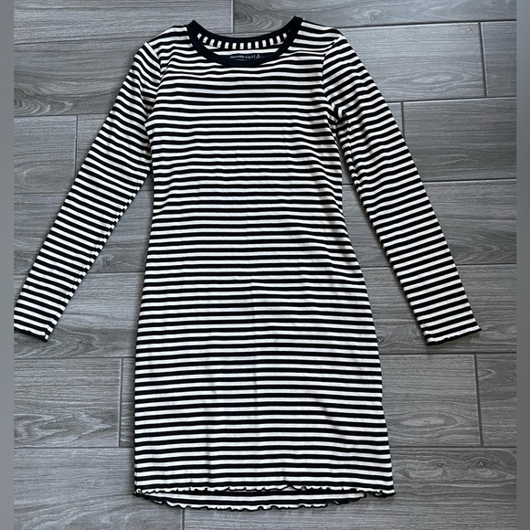 Abercrombie & Fitch Striped Long Sleeve Shirt Dress with lettuce hem, size S••• - Picture 8 of 13